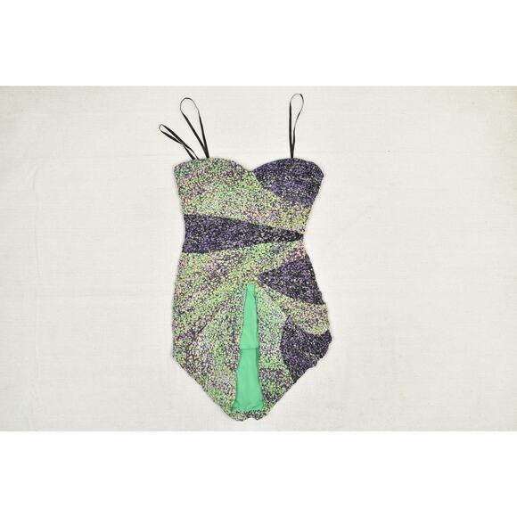 BCBGMAXAZRIA Women's Green Purple Bandage Dress Regular Size 8 - Picture 3 of 8